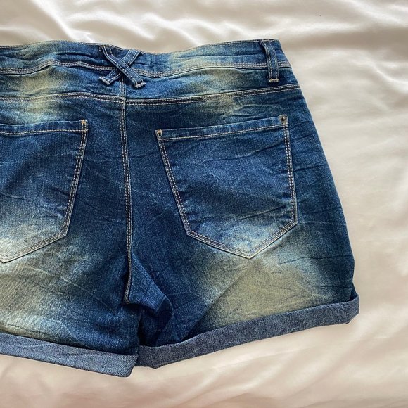 U2B Urban Basics Distressed Cuffed Jean Shorts - Picture 4 of 5